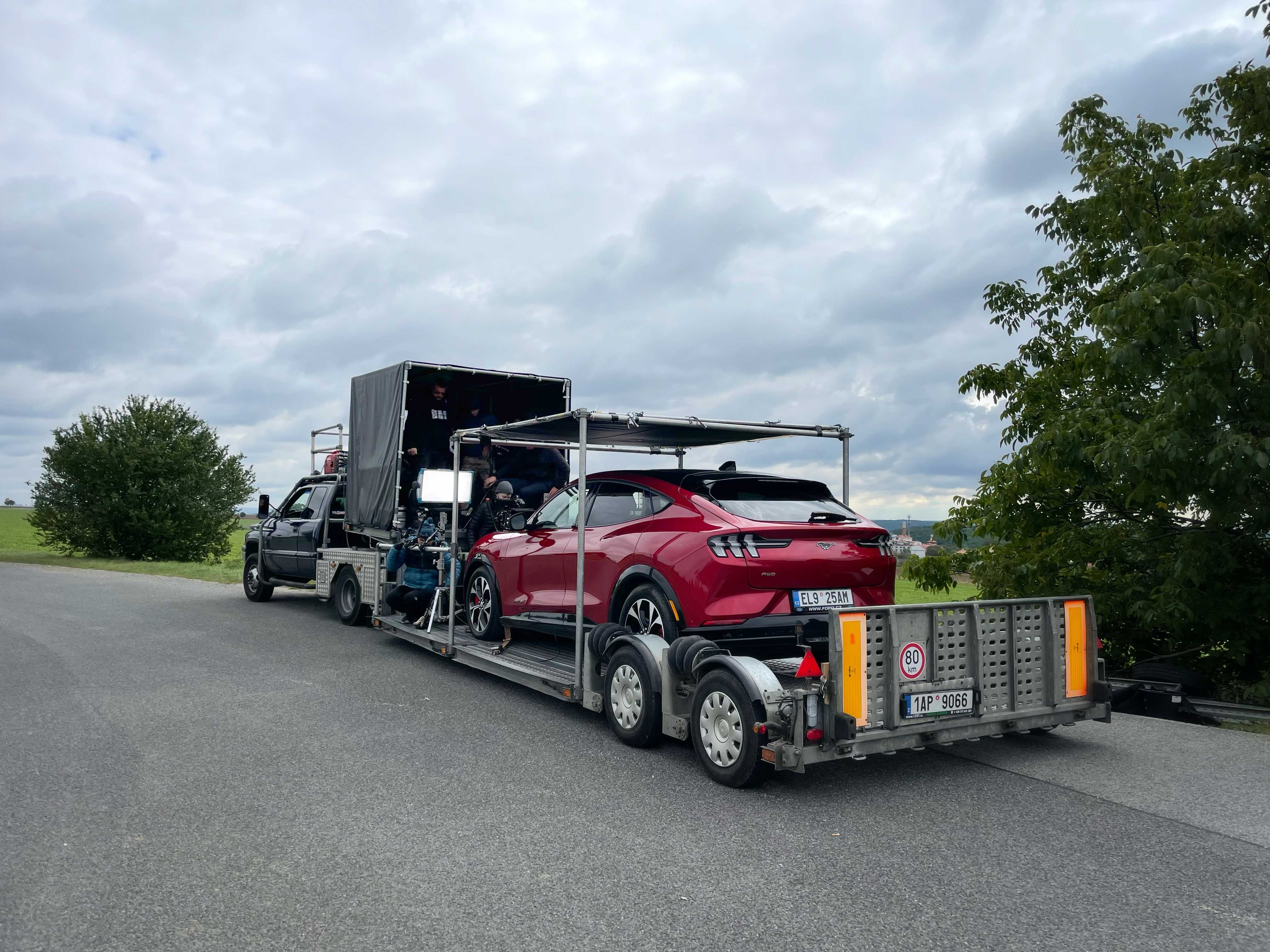 Martin Marko on set directing Ford Mustang Mach-E commercial